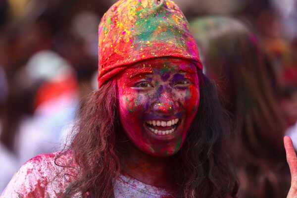 Foreign Tourists Join Holi Celebrations at Basantapur Durbar Square
