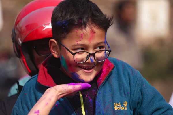 Foreign Tourists Join Holi Celebrations at Basantapur Durbar Square