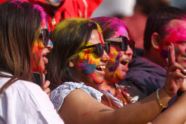 Foreign Tourists Join Holi Celebrations at Basantapur Durbar Square