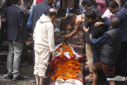 KP Sharma Oli Performs Last Rites of His Father Mohan Prasad Oli