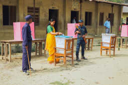Voters Queue at Polling Station in Dhanusha During Nepal’s Election Day