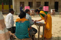 Voters Queue at Polling Station in Dhanusha During Nepal’s Election Day
