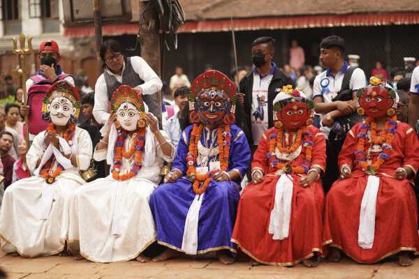 Halchowk bhairav jatra kathmandu nepal masked dance