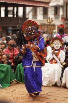 Halchowk bhairav jatra kathmandu nepal masked dance