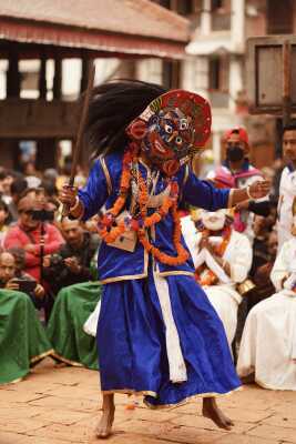 Halchowk bhairav jatra kathmandu nepal masked dance