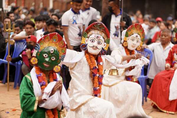 Halchowk bhairav jatra kathmandu nepal masked dance