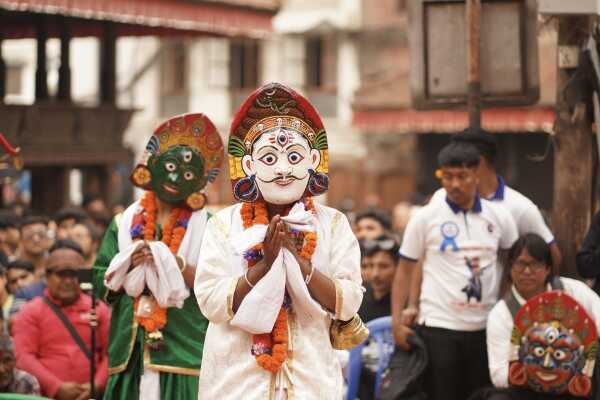 Halchowk bhairav jatra kathmandu nepal masked dance
