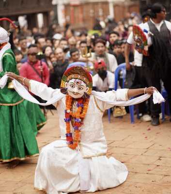 Halchowk bhairav jatra kathmandu nepal masked dance