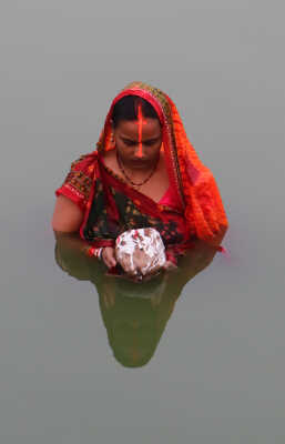 A lady during Chhath Puja