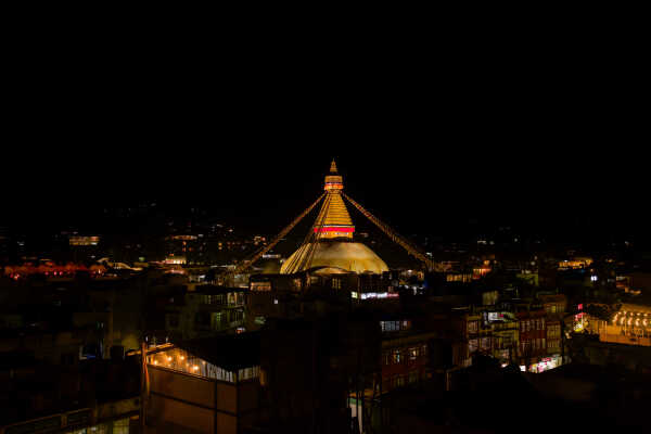 Night view of baudha stupa.